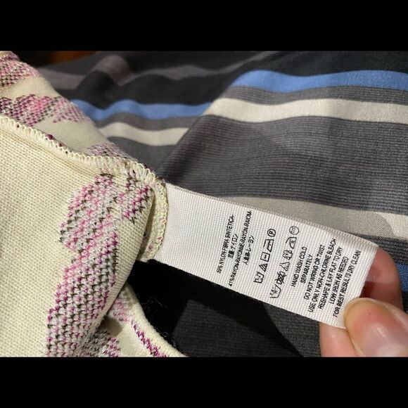 Free People "Take Me Out" Zebra Sweater Mini Dress in ivory, pink/purple Small - Picture 7 of 8